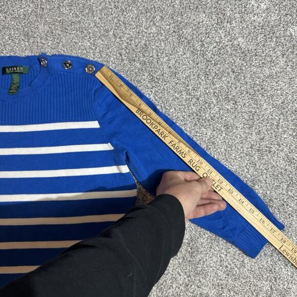 Lauren Ralph Lauren Sweater Womens Medium Ribbed Knit Preppy Nautical Striped - Picture 4 of 6